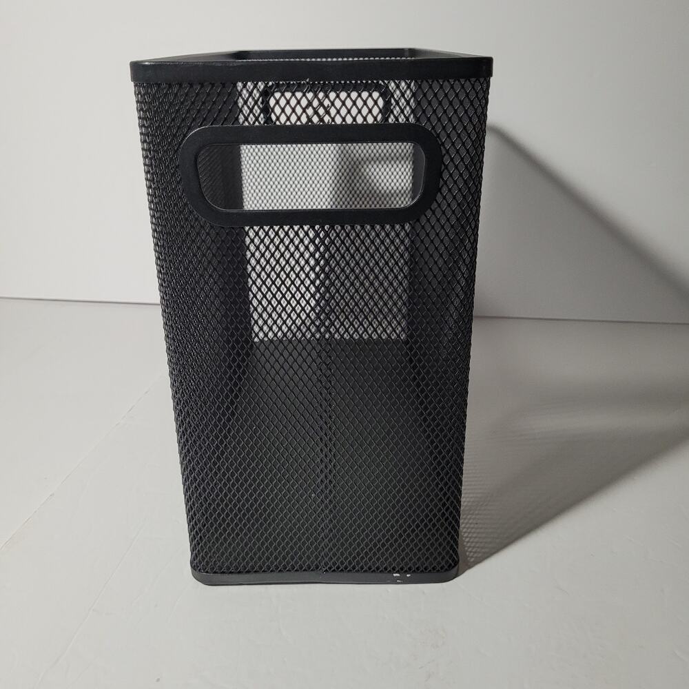 Black Metal Mesh Storage Basket with Handles - 10x12x6 - Picture 7 of 10